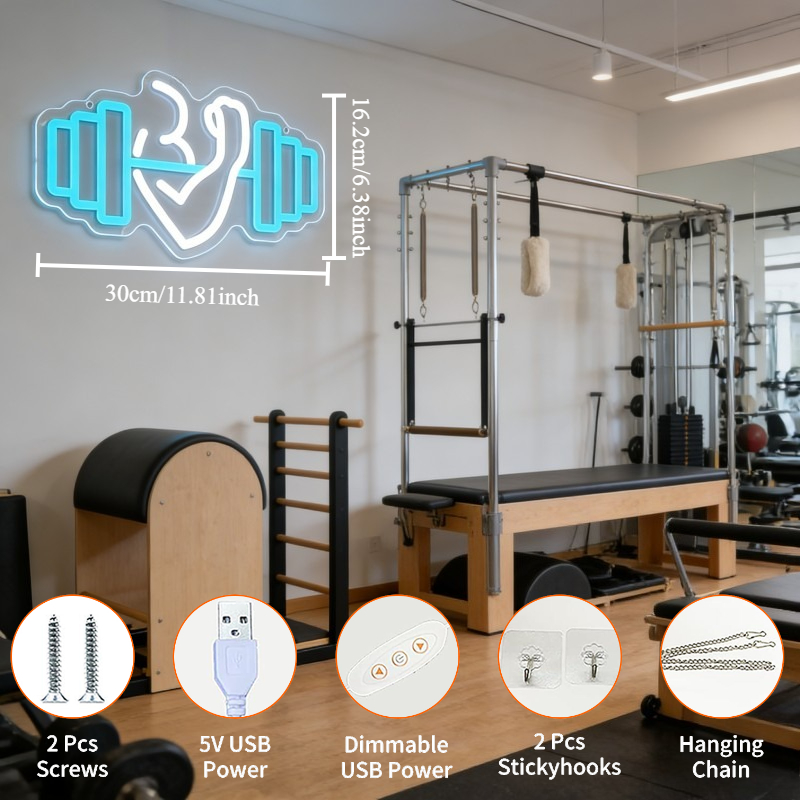 Biceps Dambıl Neon Tabela LED  - Home Gym Yoga Room incelemesi ve fiyatı